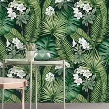 Eden Isla Wallpaper Black M37804 Flowers Large Palm Leaves Tropical Jungle