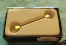 Gold Tux 1 1/4" Collar Bar With Cube Ends In Original Box Made In USA