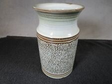 Beautiful Vintage Art Pottery Vase Lovely Shape / Textured Green Brown Middle 