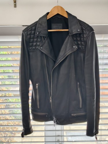 Allsaints black leather biker - black,