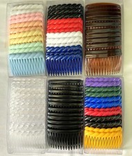 12 Pc Extra Strong Plastic Hair Slide Grip Combs 7cm Black Brown Clear Colours
