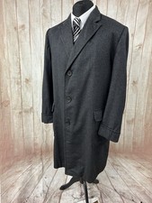 Daks Simpson Piccadilly Tweed Crombie Style Long Overcoat Black 42” 44” Grey
