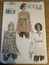 Vogue Patterns Misses Petite Top Sewing Pattern US 12-16 Uncut 7743