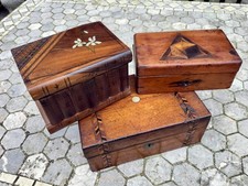 Lot Antique Vintage Wood Case,Victorian,Marquetry,Old Puzzle Box,Feature Display