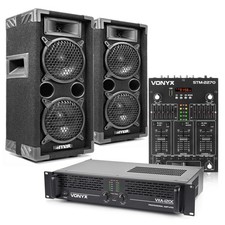 MAX26 Dual 6" Passive DJ Setup with Amplifier and DJ Mixer -1200W