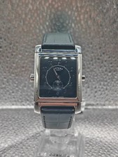 Rotary GS02901 Reverso Quartz Wristwatch - Silver - Black strap