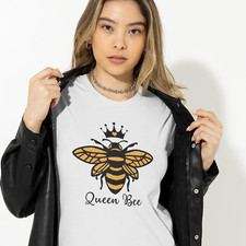 Queen Bee T-Shirt -Women Ladies Graphic Print Bees Summer Slogan Top Tee Clothes
