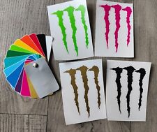 2 x Monster decal sticker. Neon Lime Green Gold Silver CAR LAPTOP VAN MOTORCROSS
