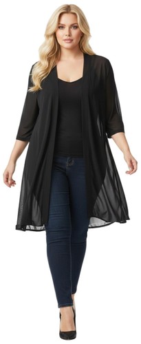 Black chiffon jacket cardi - black,