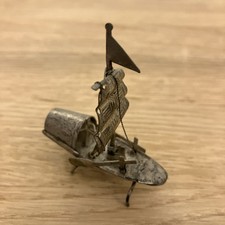 Antique Chinese Export solid Silver Junk Ship / Boat