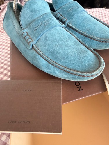 Louis vuitton blue suede penny - louis,