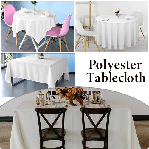 White polyester tablecloth - white,