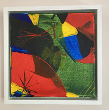 Original Contemporary Abstract Painting on Canvas Framed Signed 23cm x 23cm