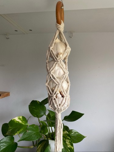 Handmade macrame garlic - macrame,