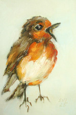 Robin Original Oil Painting