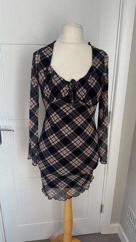 Primark black plaid sheer mesh - black,