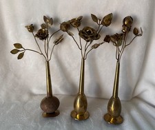 Vtg Brass Gold Tone Bud Vase