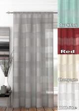 OAKLAND VOILE PANEL SLOT TOP PLAIN THICK STRIPES Red Silver White Duckegg Ivory