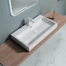 Bathroom Wash Basin Stone Resin Countertop Mounted Large Sink Vanity 765/1000mm