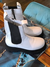 Zara White Leather Ankle Boots