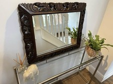 Large  Antique Mirror, Ornately Carved Wooden Frame, Bevelled Edge Mirror