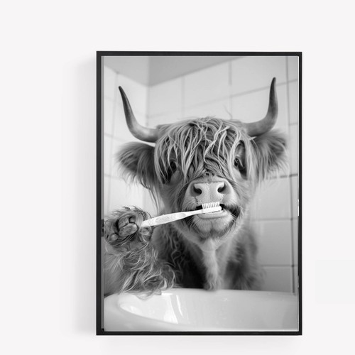 Funny bathroom highland cow