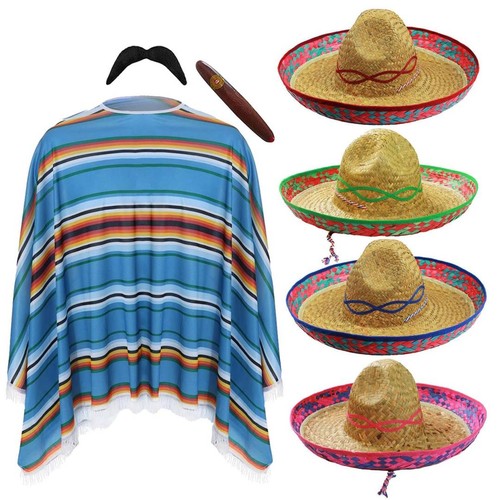 Mexican poncho sombrero - mexican,