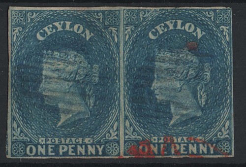 Ceylon 1857 blue - blue,, blued