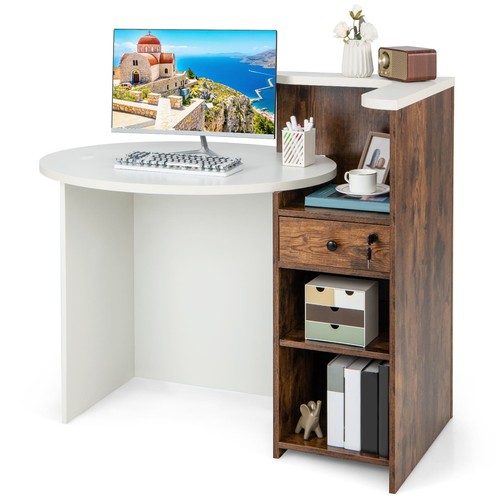 White reception desk front - white,