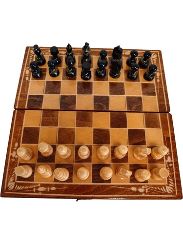Folding wooden chess set - wooden, with