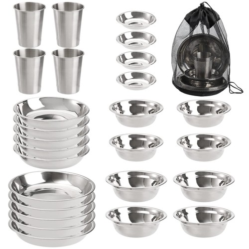 Stainless steel camping plates - camping,
