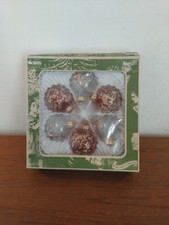 VINTAGE OLD GLASS CHRISTMAS TREE DECORATIONS BAUBLES X6 BOXED