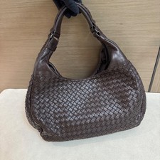 Authentic Bottega Veneta Intrecciato Campana Hobo Shoulder Bag Dark Brown