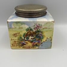 Vintage Coronet Ware Parrot & Company  Storage Jar Metal  With Lid  Porcelain
