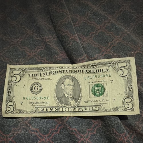 Old five dollar bill - old,