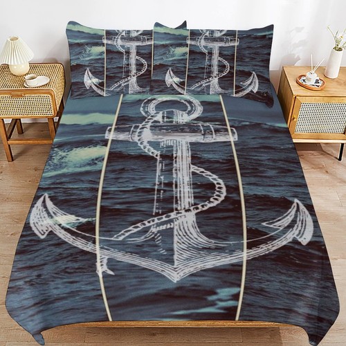 Blue nautical anchor - anchor, duvet
