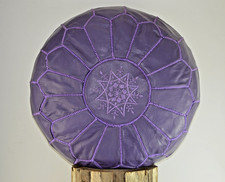 MOROCCAN PURPLE LEATHER POUFFE