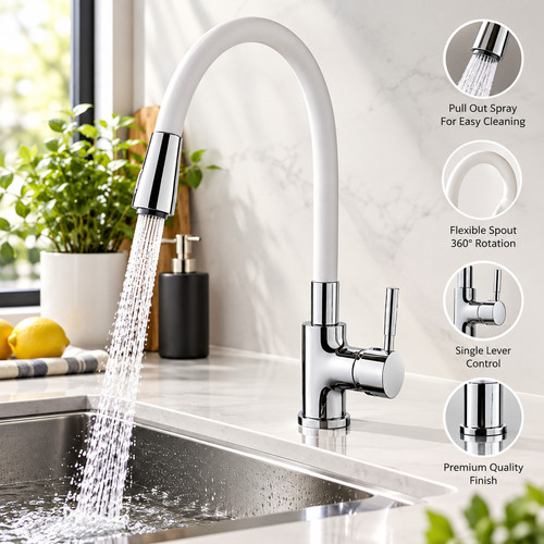 White kitchen sink - kitchen, mixer