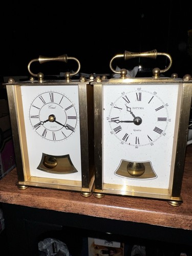 Pair vintage brass quartz - pair,