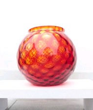 Vintage Retro 1960's Empoli Italian Studio Art Glass Murano Fish Bowl Red Vase