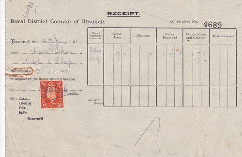 Rural district alnwick - rural, 1941