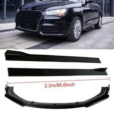 2.2m Side Skirts+Front Bumper Lip Spoiler Splitter For Audi A1 A3 S3 A5 S4 A6 BT