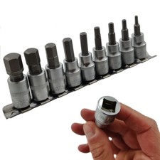 9pce Imperial Hex Bit Socket Set 3/8" Drive AF SAE Allen Key Sockets 1/8 to 1/2"