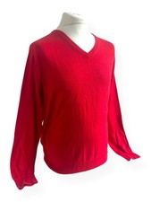 GANT - Men Premium Cotton V-Neck Jumper Pullover Sweater Size L Red Large