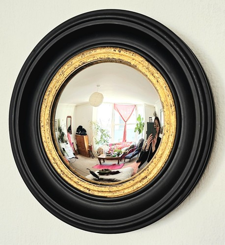 Vintage black gilt convex - &,