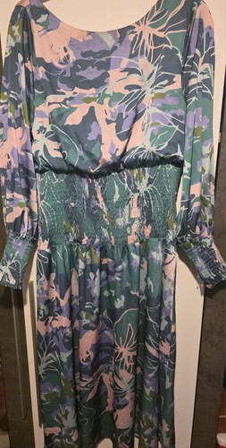 Long sleeve floral midi - midi, dress