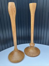 2x Tall Wooden Candlestick