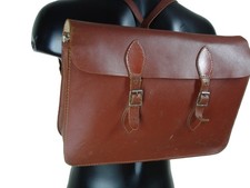 VINTAGE 1950's BROWN LEATHER CLASSIC SCHOOL SATCHEL SHOULDER STRAP LOVELY WEAR