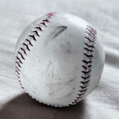 Leather baseball 9in - leather, white/red