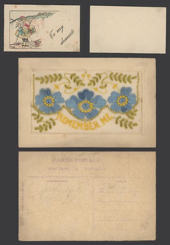Ww1 silk embroidered old - silk,